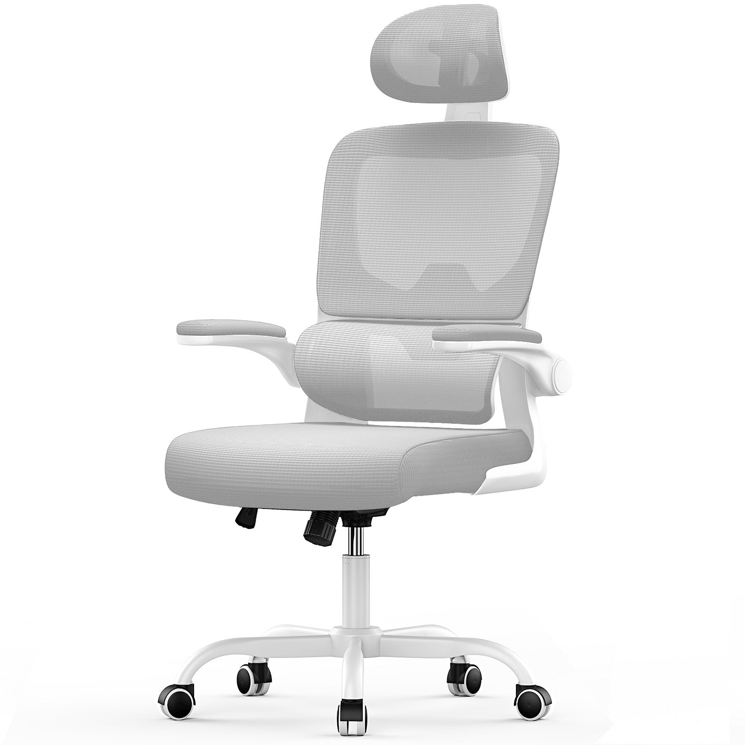 Bureaustoel Ergonomische, Bureaustoel met Verstelbare Lendesteun, Hoofdsteun en Armsteun, Tot 150kg