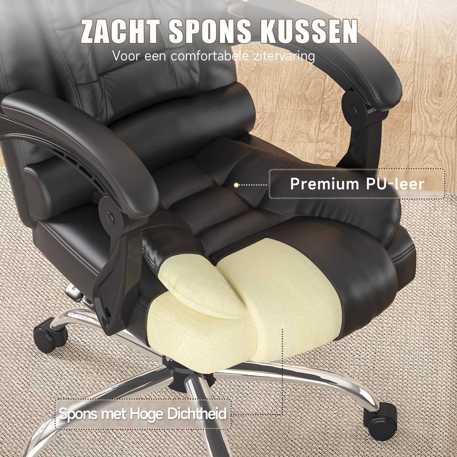 Ergonomische Executive bureaustoel PU leer hoge rug computer bureaustoel met verstelbare kantelfunctie voor thuiskantoor werken