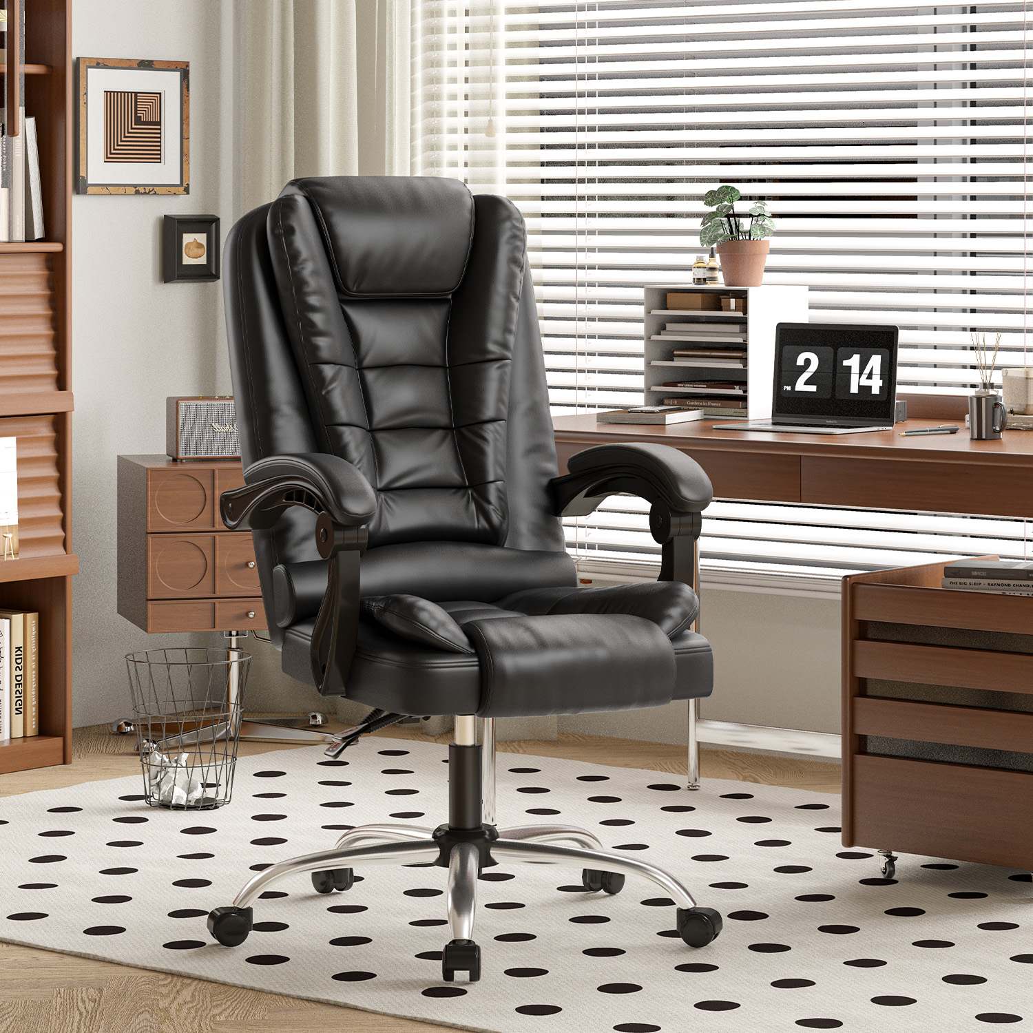 Ergonomische Executive bureaustoel PU leer hoge rug computer bureaustoel met verstelbare kantelfunctie voor thuiskantoor werken