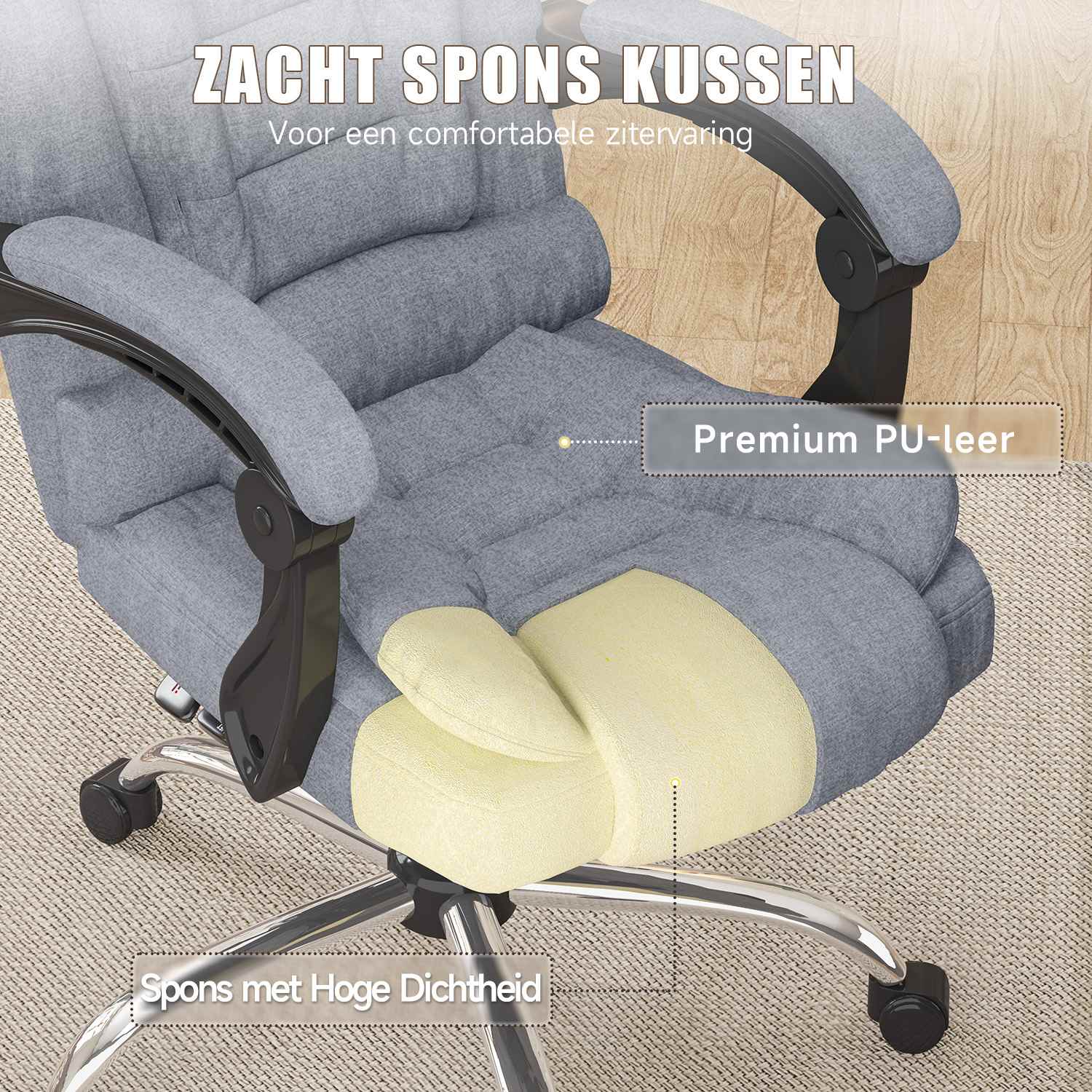 Ergonomische Executive bureaustoel PU leer hoge rug computer bureaustoel met verstelbare kantelfunctie voor thuiskantoor werken