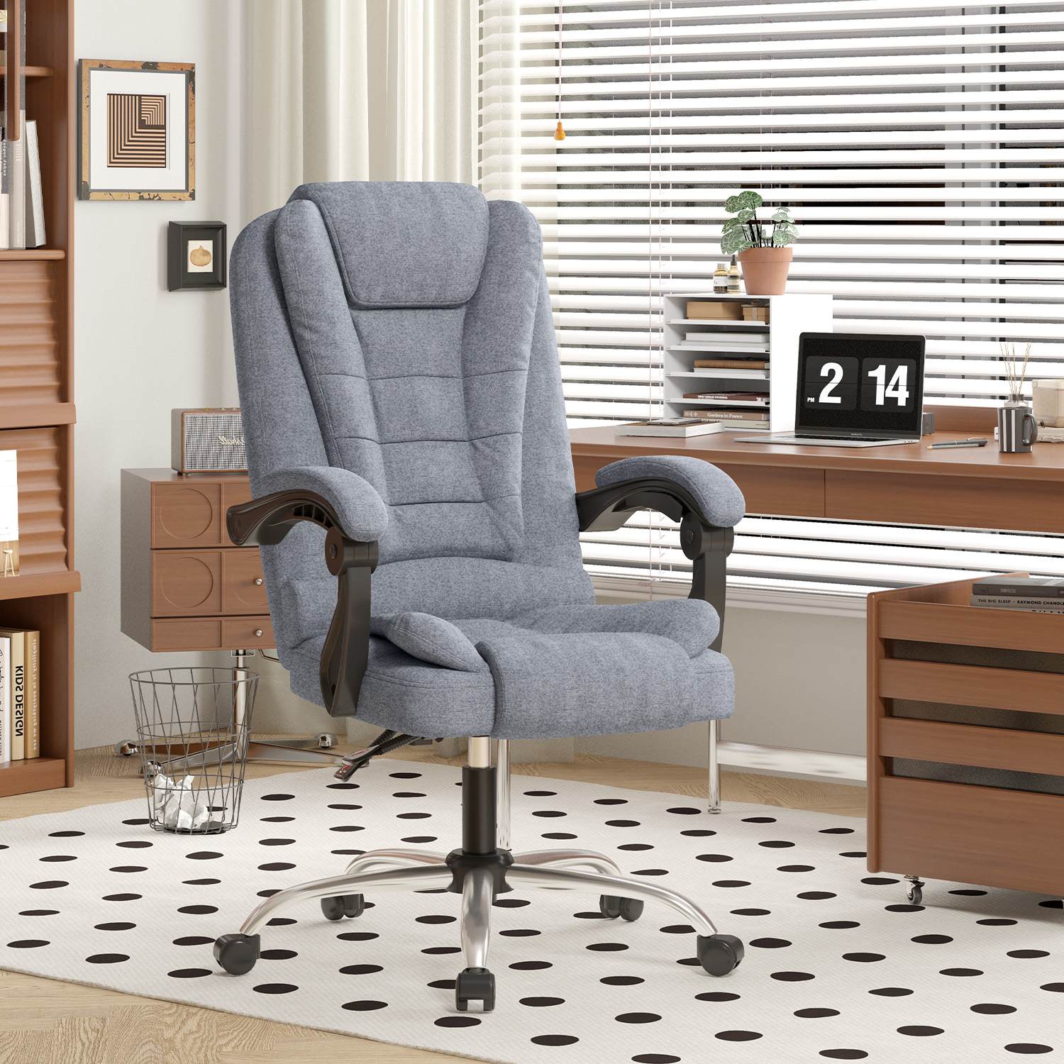 Ergonomische Executive bureaustoel PU leer hoge rug computer bureaustoel met verstelbare kantelfunctie voor thuiskantoor werken