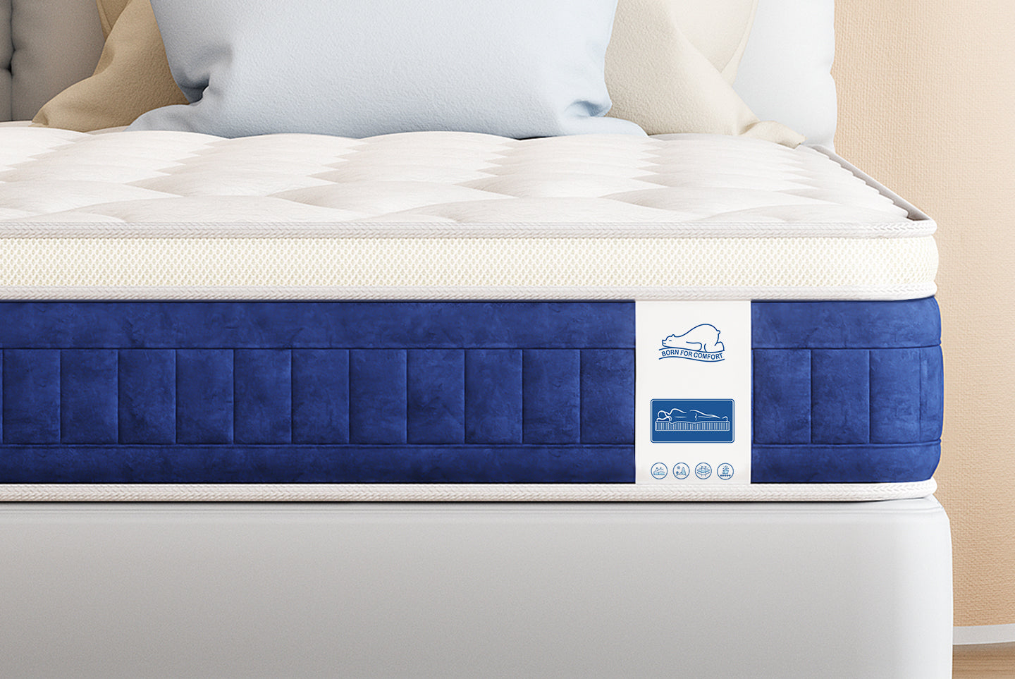 Gel Traagschuim Matras 25CM Pocketvering Hybride Matras met Ademende Zachte Stof, Medium Stevig
