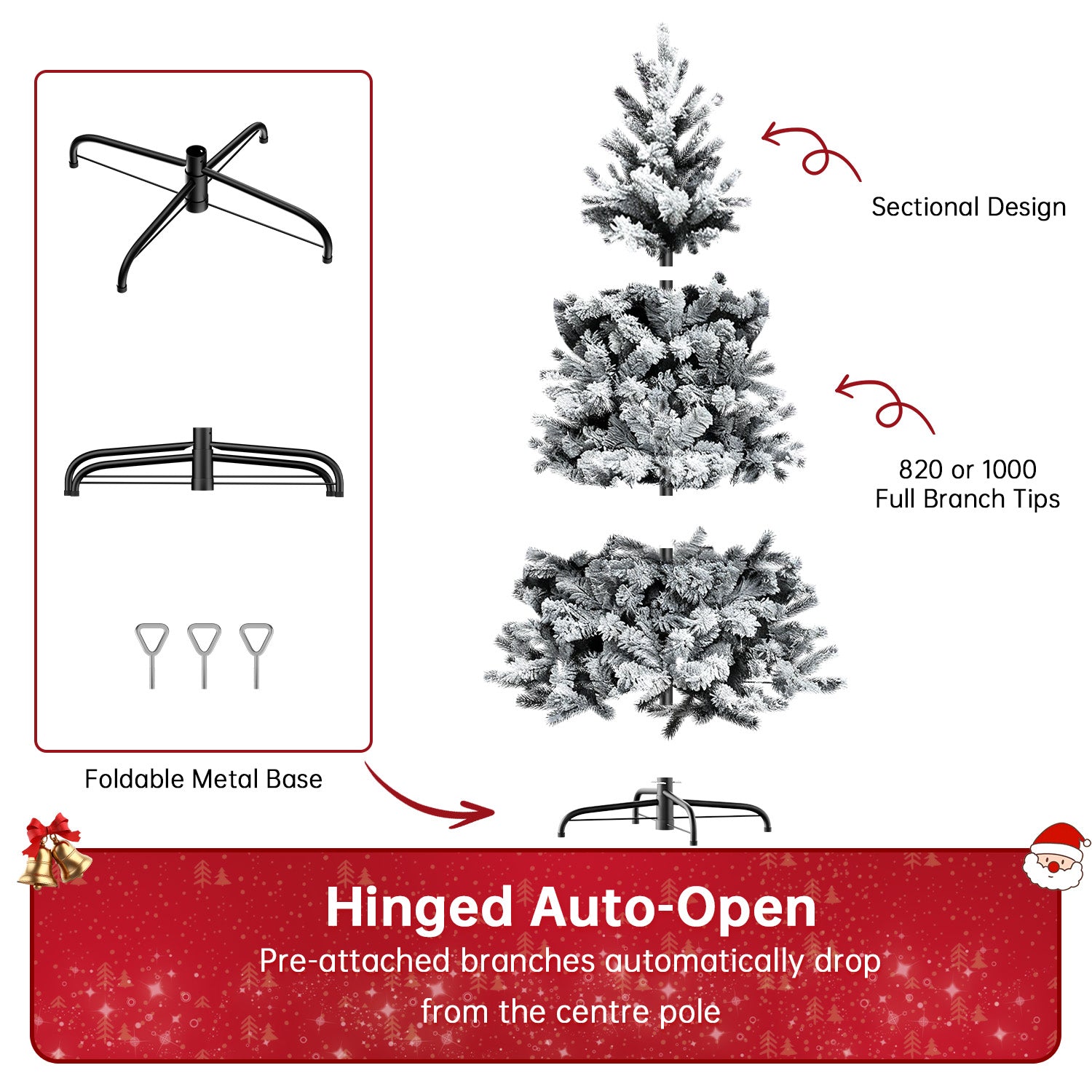 Kunstkerstboom, Opvouwbare Kerstboom met Metalen Standaard