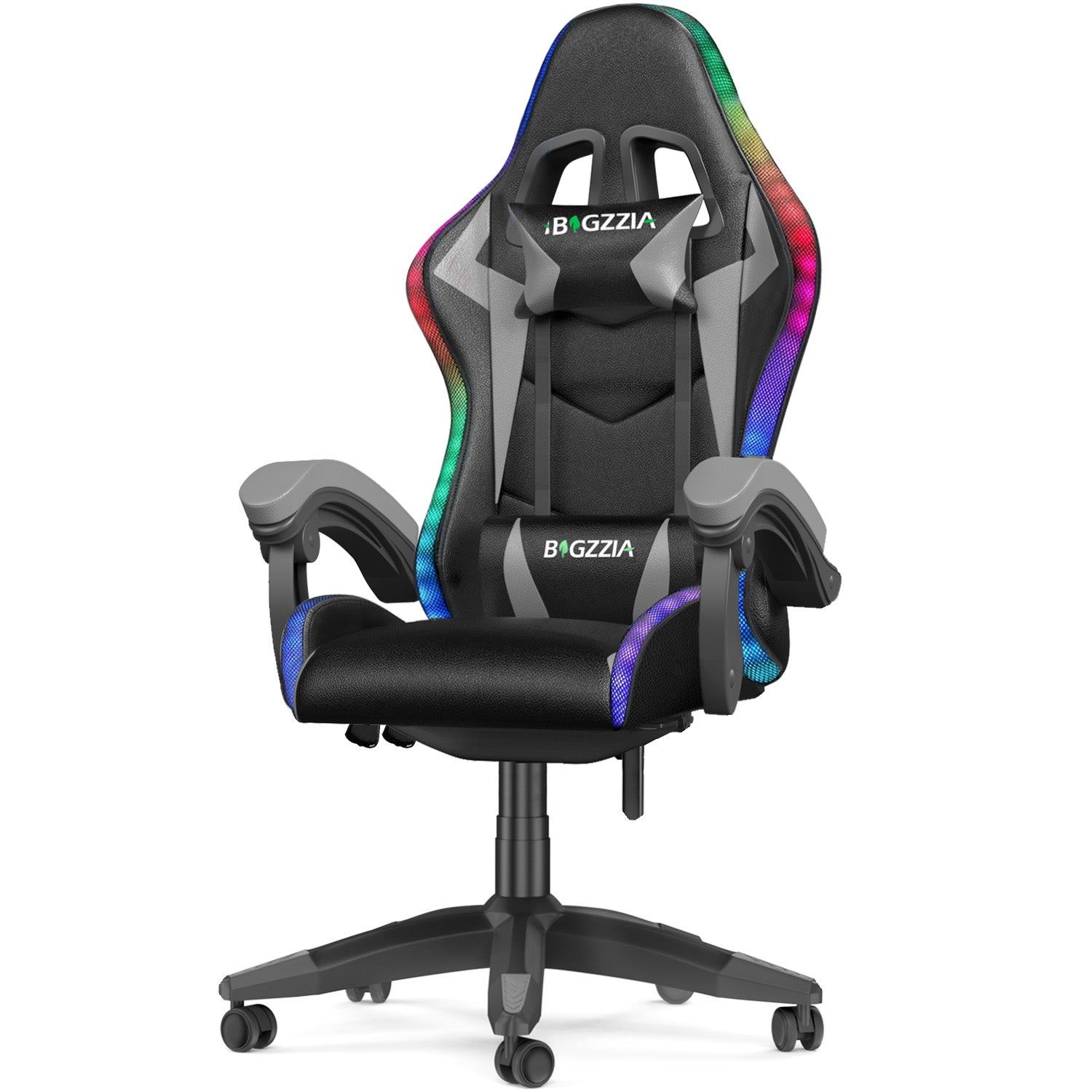 Ergonomische Gaming Stoel met RGB LED-verlichting, Liggend, Hoofdsteun en Lendensteun Race Stijl