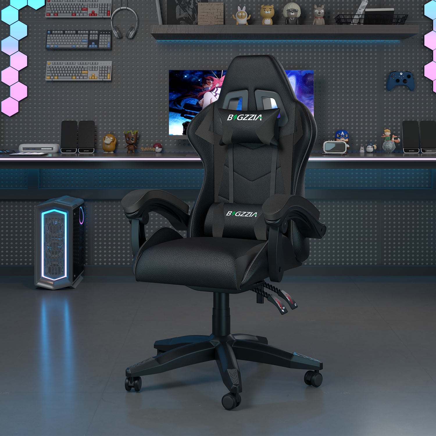 Gamestoel Bureaustoel Ergonomische Gamestoel, Bureaustoel met Hoofdsteun en Lumbaalkussen