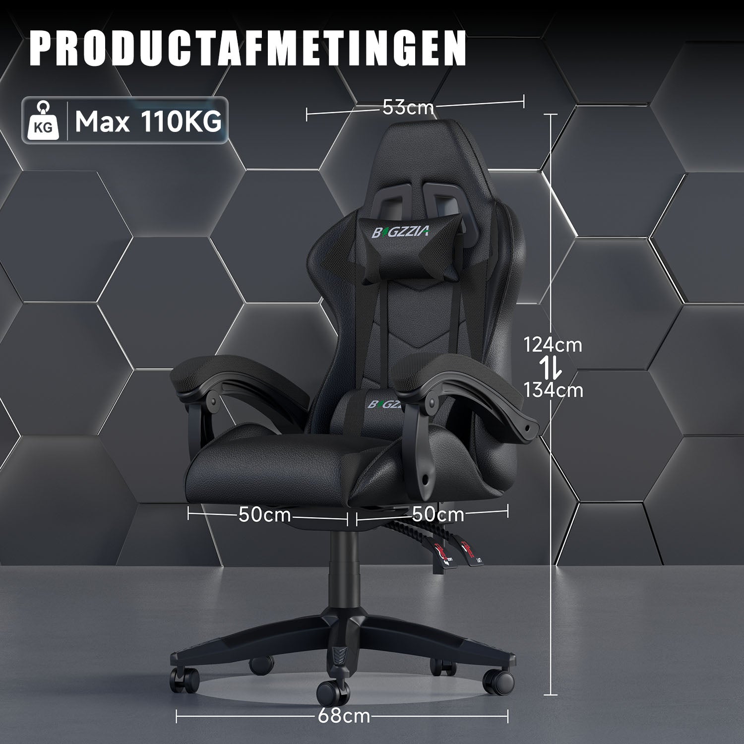 Gamestoel Bureaustoel Ergonomische Gamestoel, Bureaustoel met Hoofdsteun en Lumbaalkussen