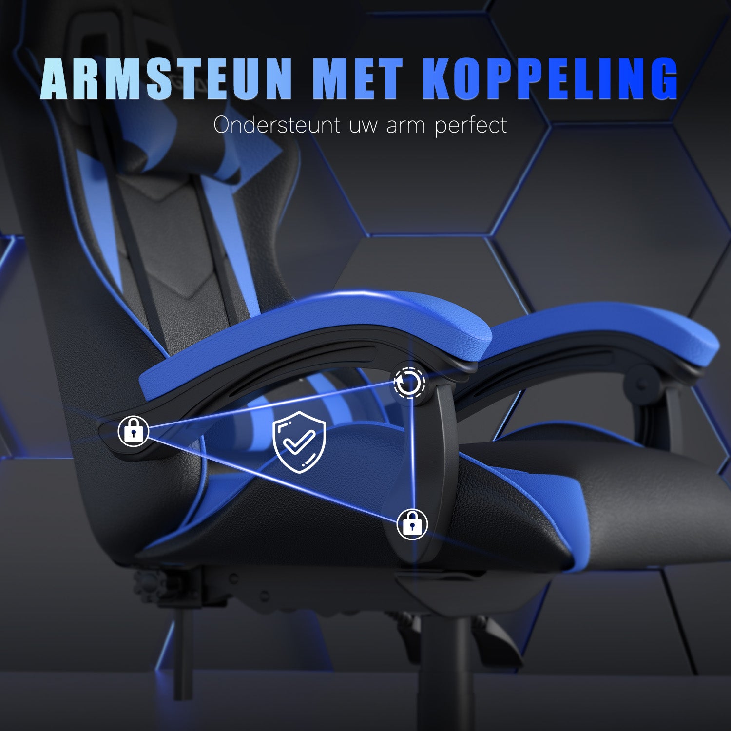 Gamestoel Bureaustoel Ergonomische Gamestoel, Bureaustoel met Hoofdsteun en Lumbaalkussen