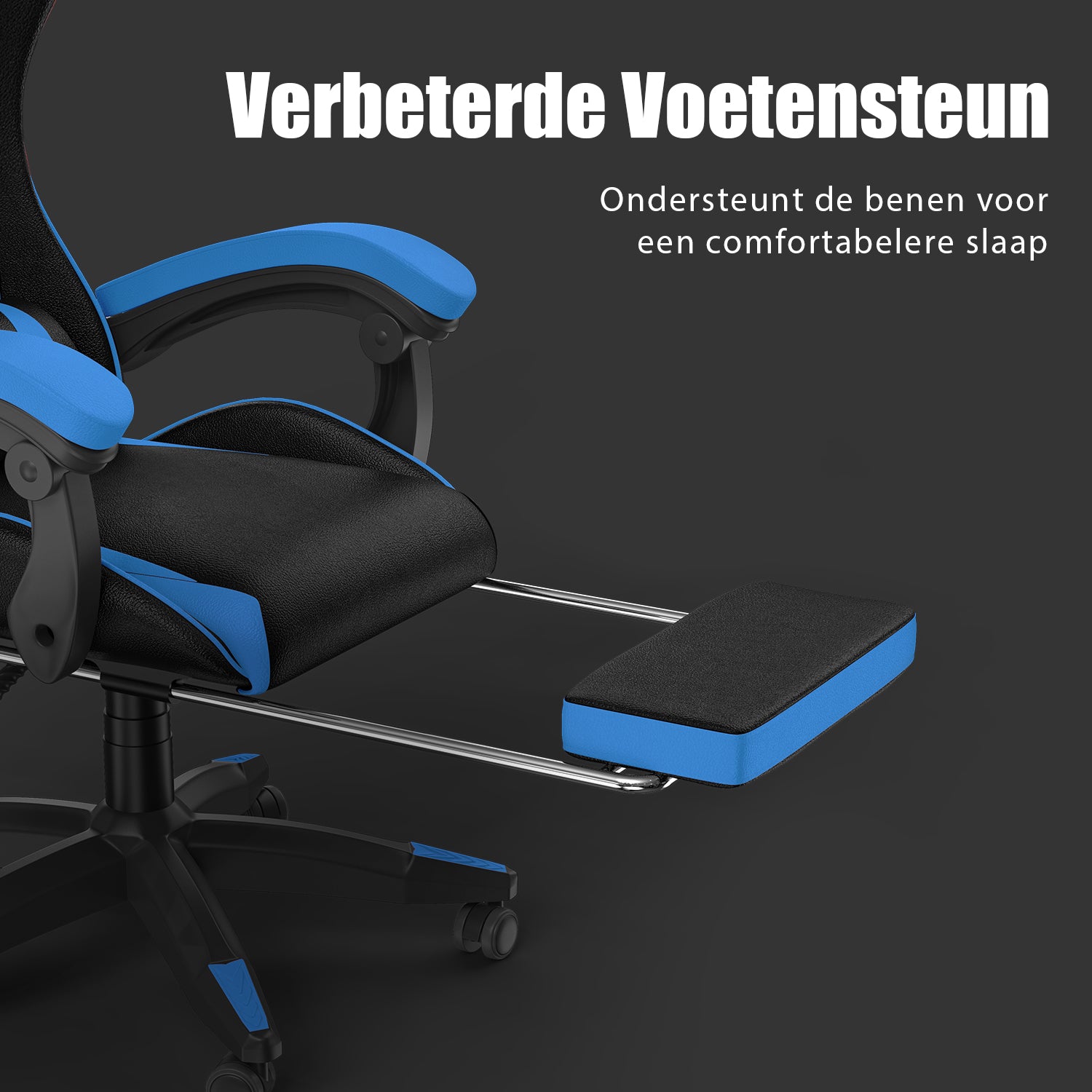 Ergonomische Gamestoel 155° Verstelbare Draaistoel met Hoofdsteun, Lendensteun PU Lederen Bureaustoel
