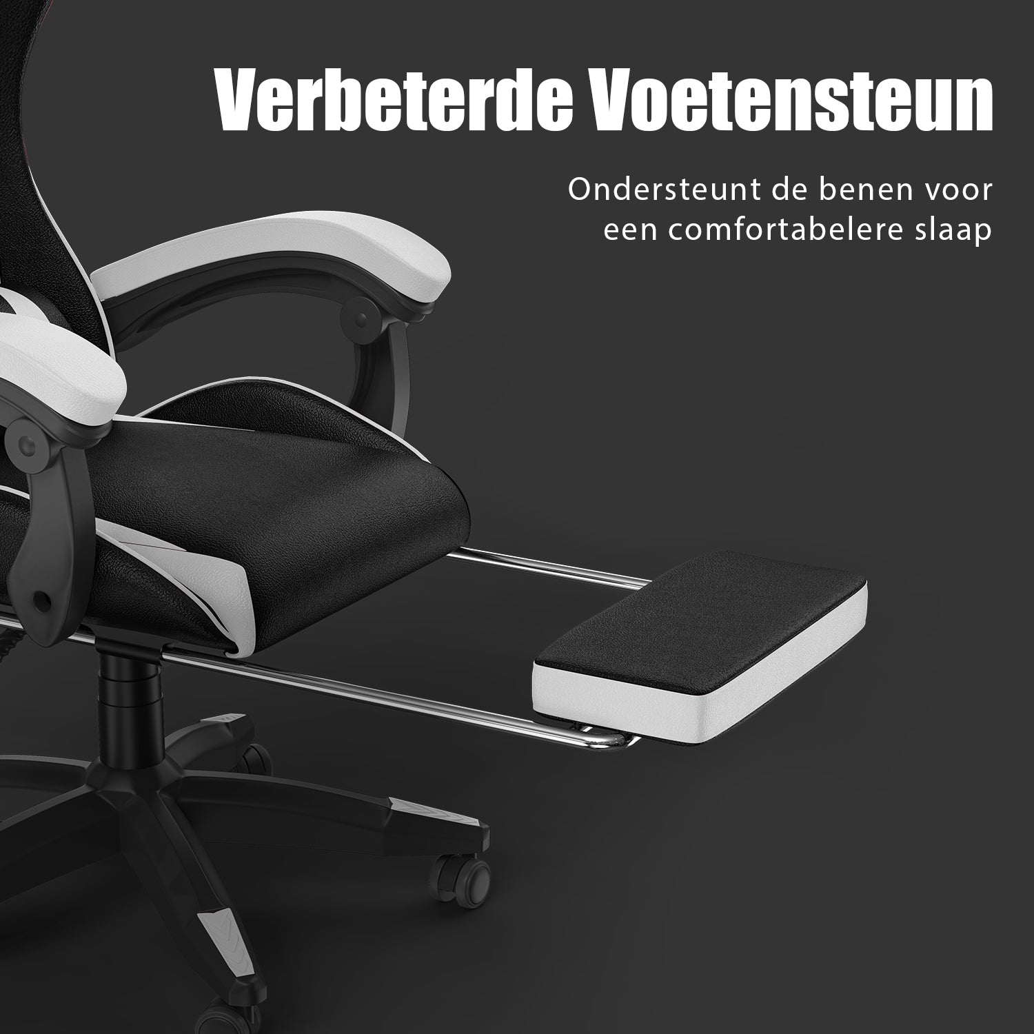 Ergonomische Gamestoel 155° Verstelbare Draaistoel met Hoofdsteun, Lendensteun PU Lederen Bureaustoel