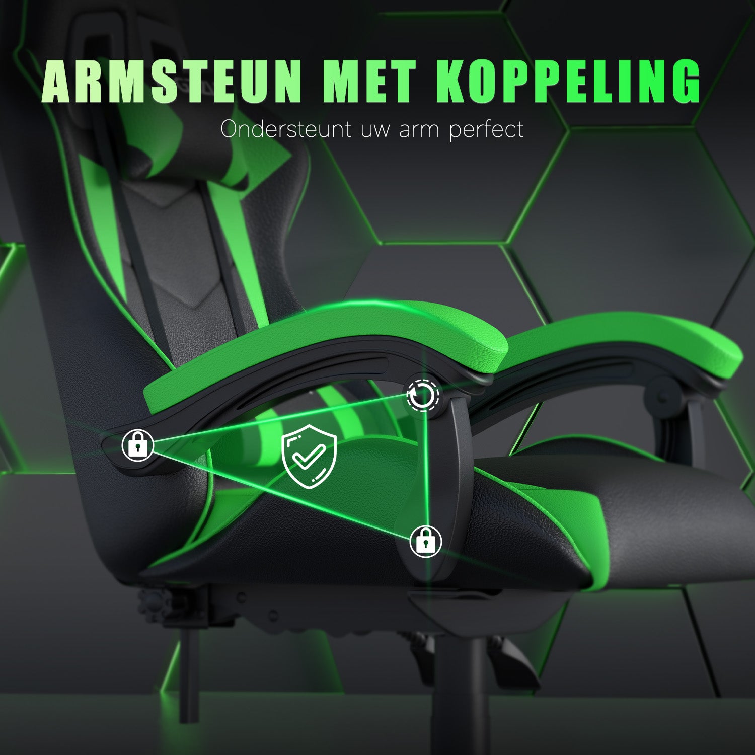 Gamestoel Bureaustoel Ergonomische Gamestoel, Bureaustoel met Hoofdsteun en Lumbaalkussen