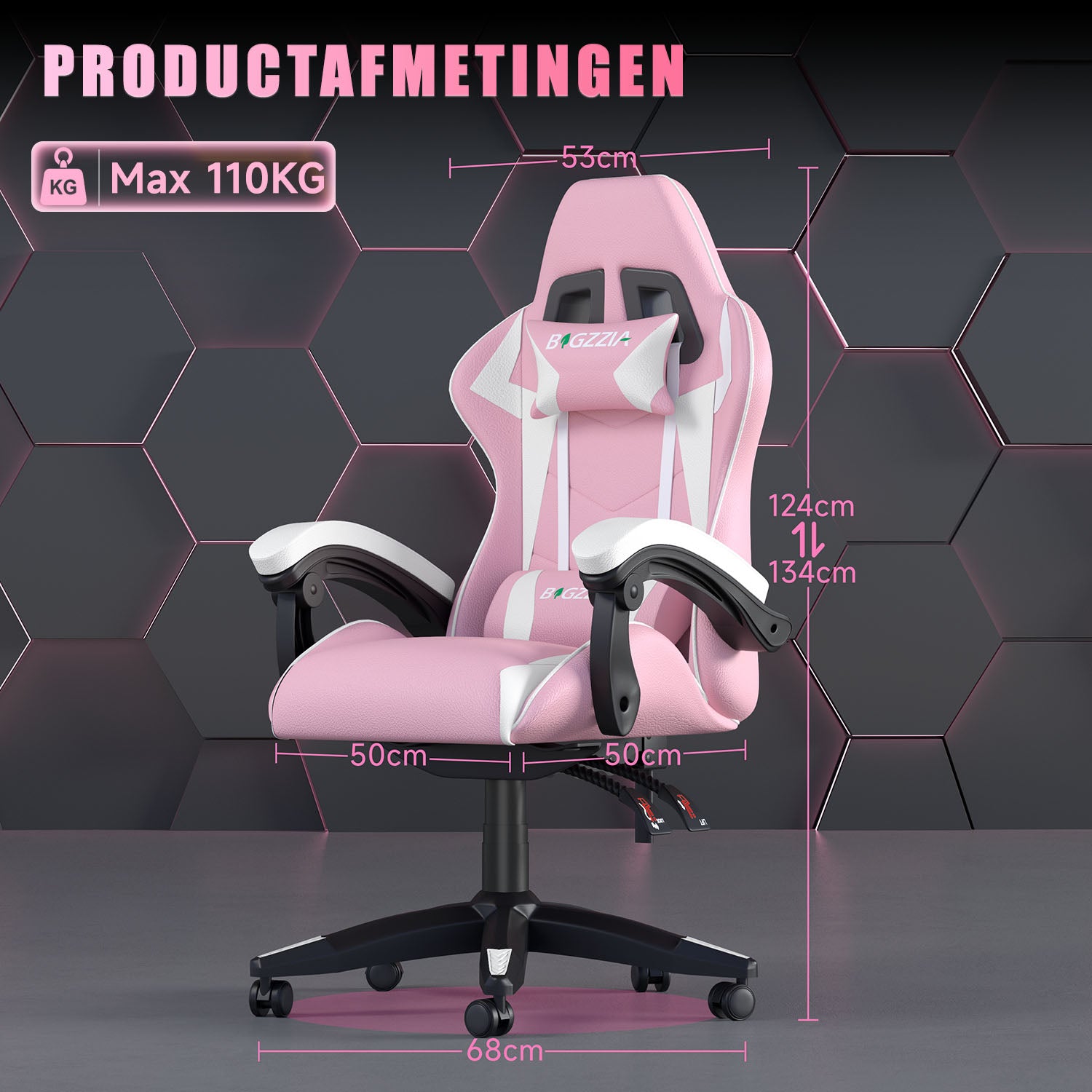 Gamestoel Bureaustoel Ergonomische Gamestoel, Bureaustoel met Hoofdsteun en Lumbaalkussen