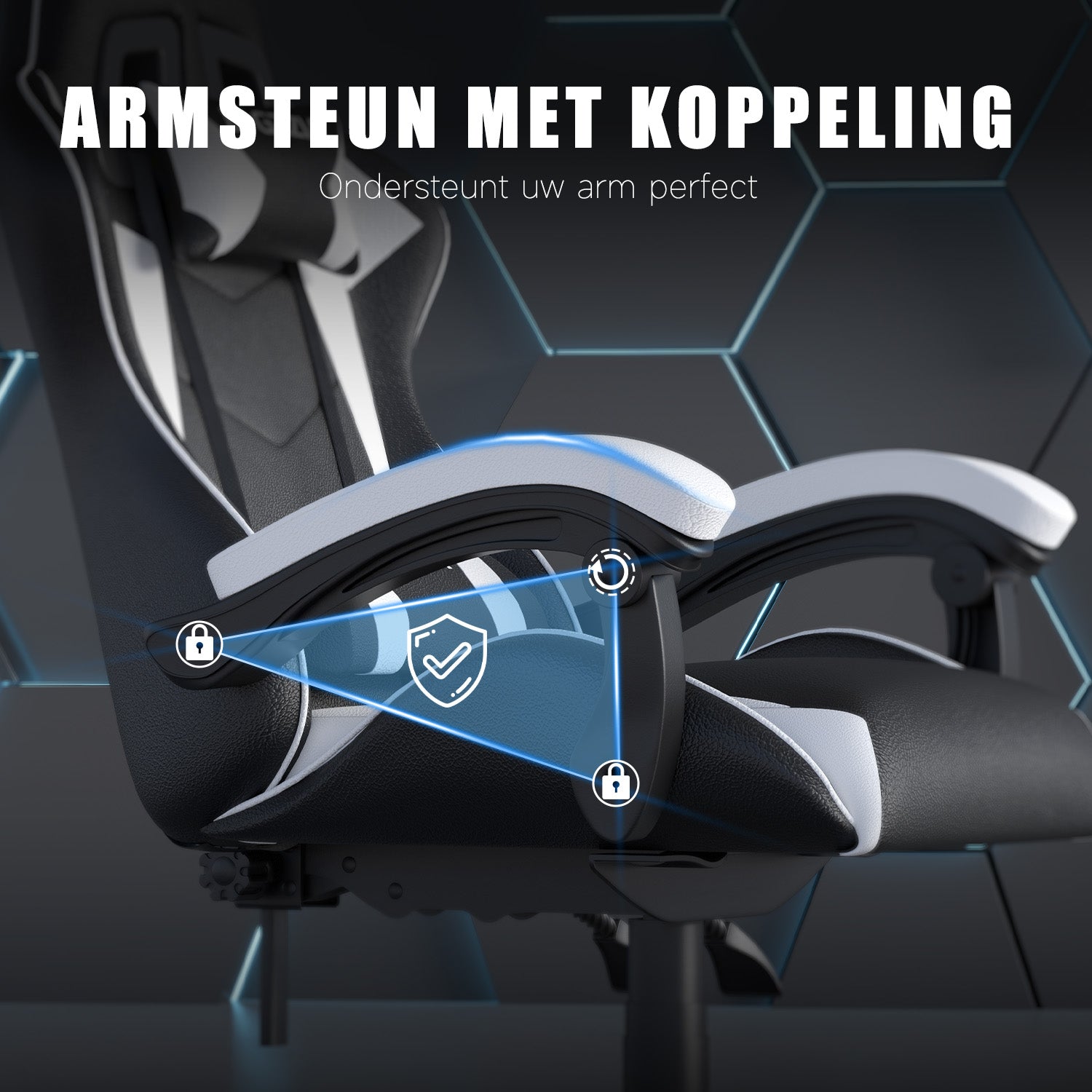 Gamestoel Bureaustoel Ergonomische Gamestoel, Bureaustoel met Hoofdsteun en Lumbaalkussen