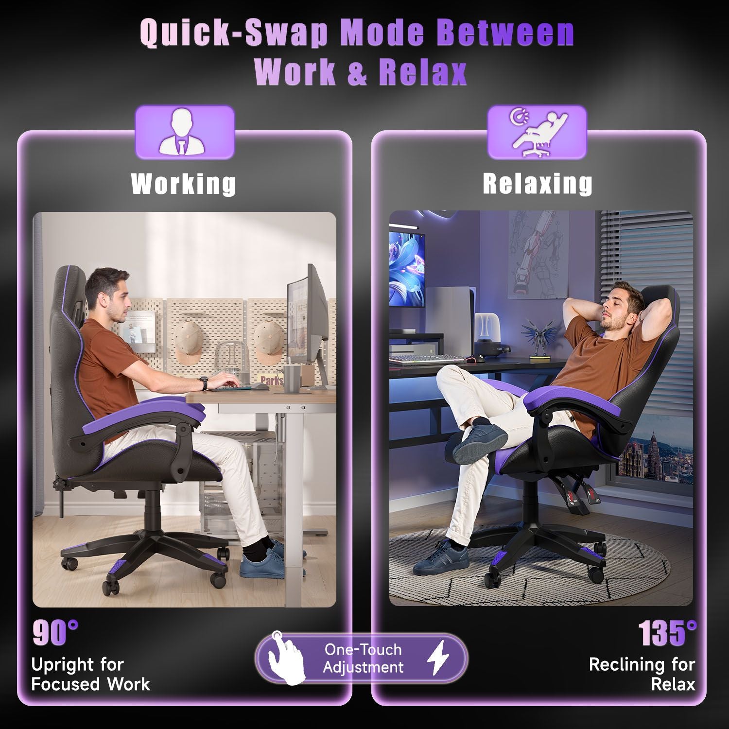 Gamestoel Bureaustoel Ergonomische Gamestoel, Bureaustoel met Hoofdsteun en Lumbaalkussen