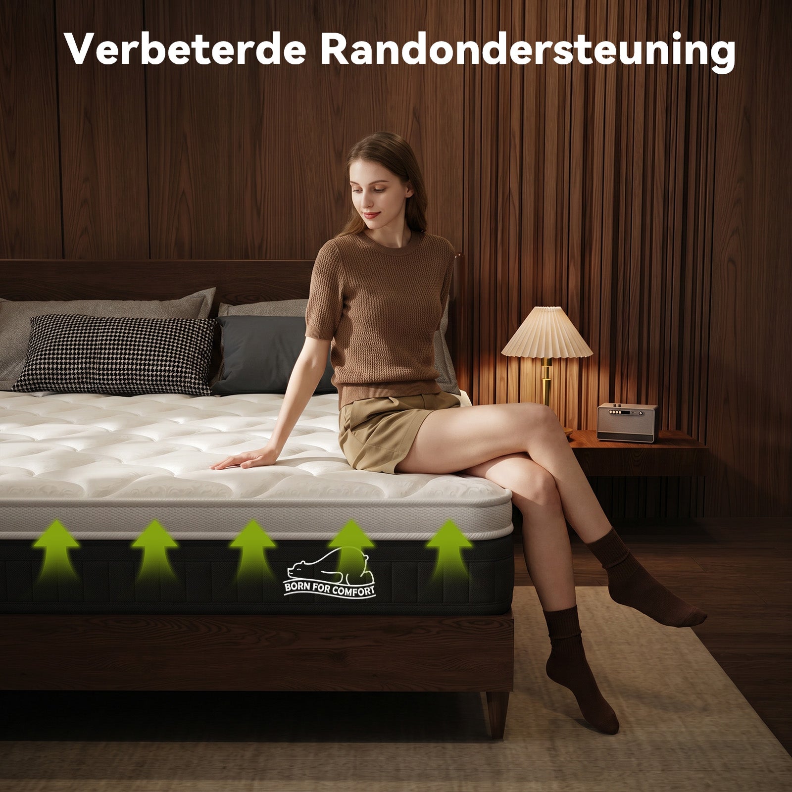 Pocketveringmatras met Traagschuim, 25 cm Hybride Matrassen, Gemiddelde Stevigheid, Randversteviging