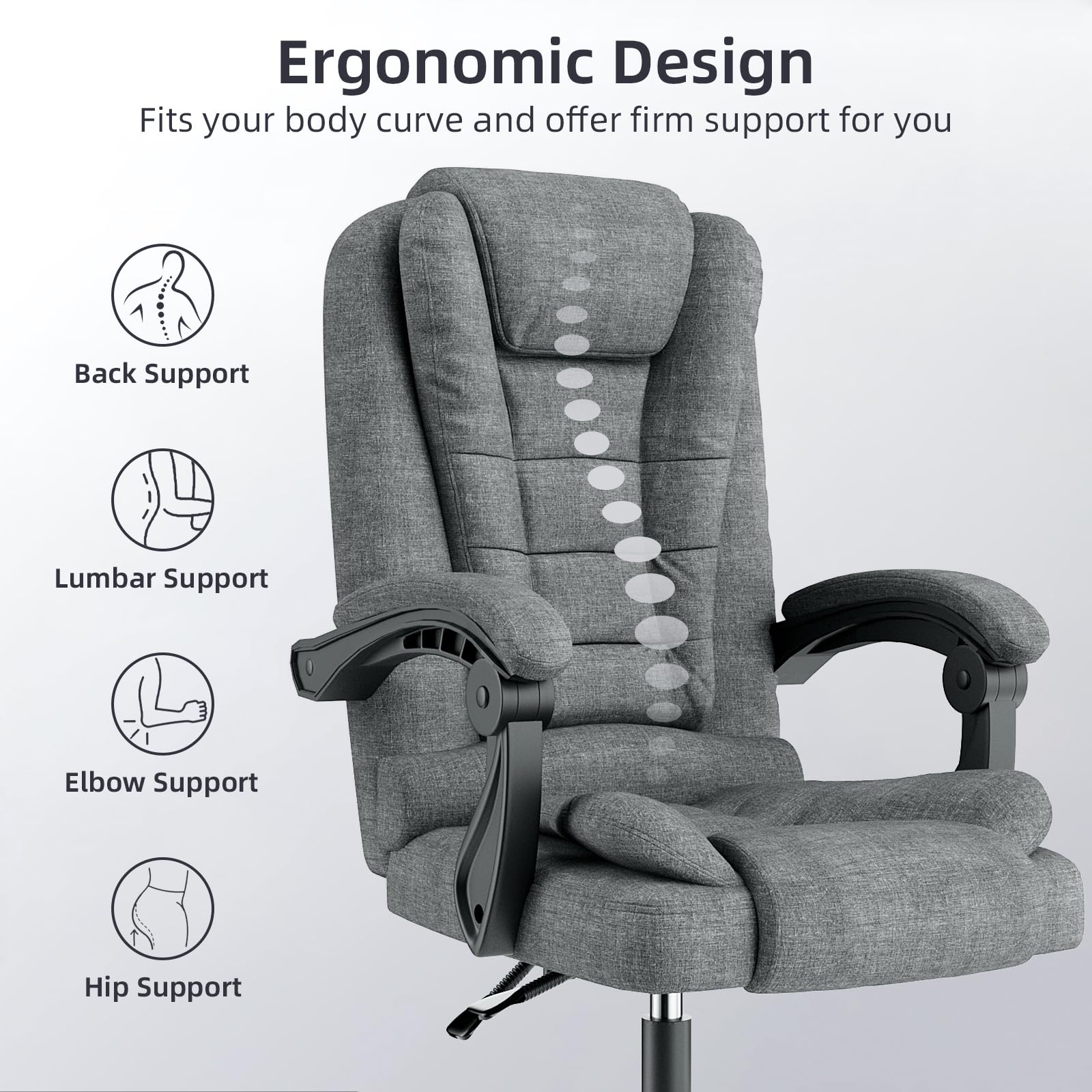 Ergonomische Executive bureaustoel PU leer hoge rug computer bureaustoel met verstelbare kantelfunctie voor thuiskantoor werken