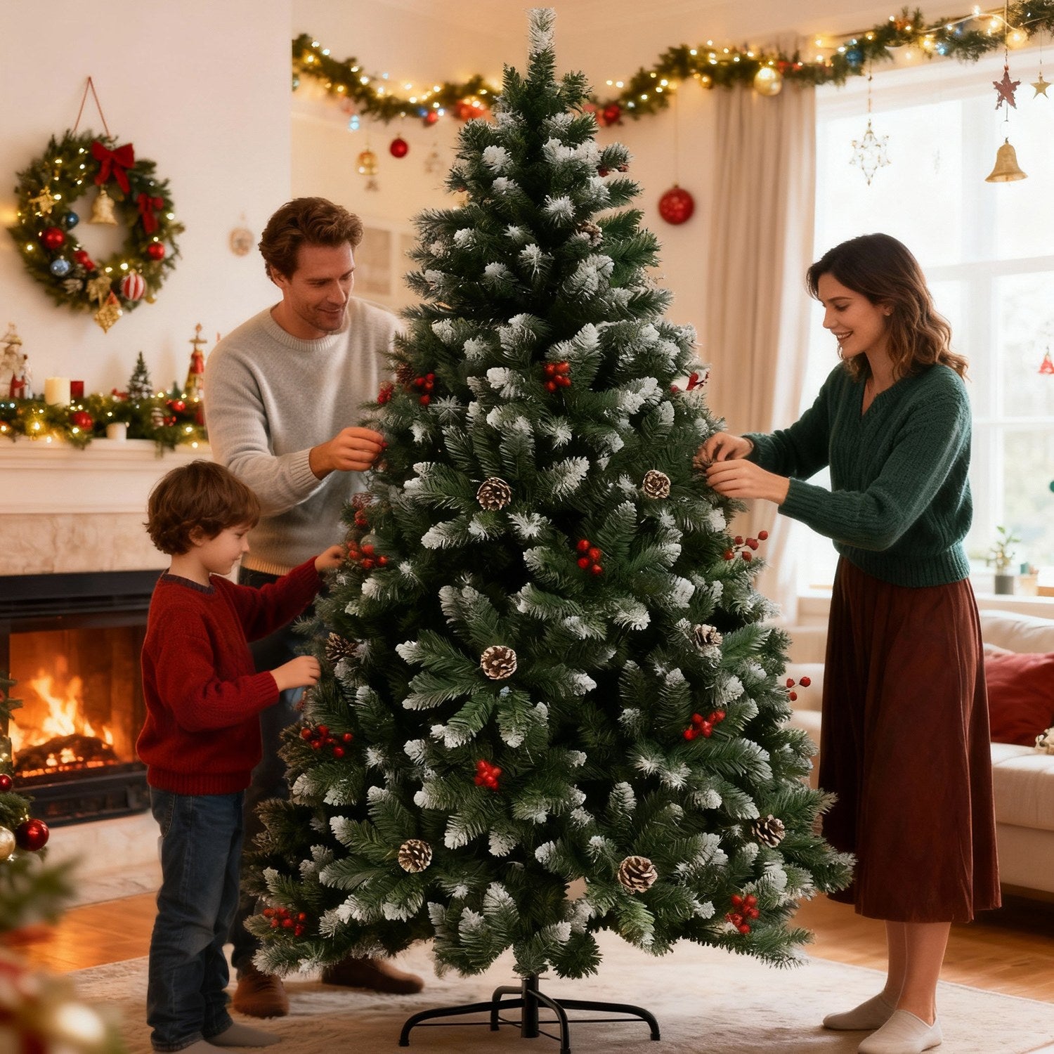 Kunstkerstboom, Opvouwbare Kerstboom met Metalen Standaard