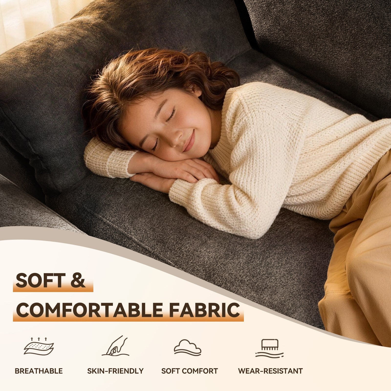 5-Zits U-Vormige Hoekbank, Comfortabele Modulaire Bank, Vrij te Combineren.