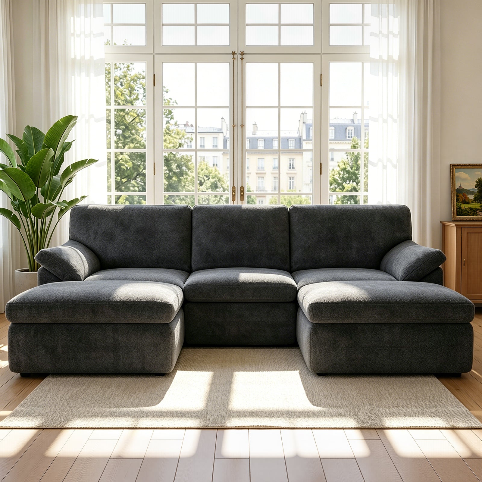 5-Zits U-Vormige Hoekbank, Comfortabele Modulaire Bank, Vrij te Combineren.