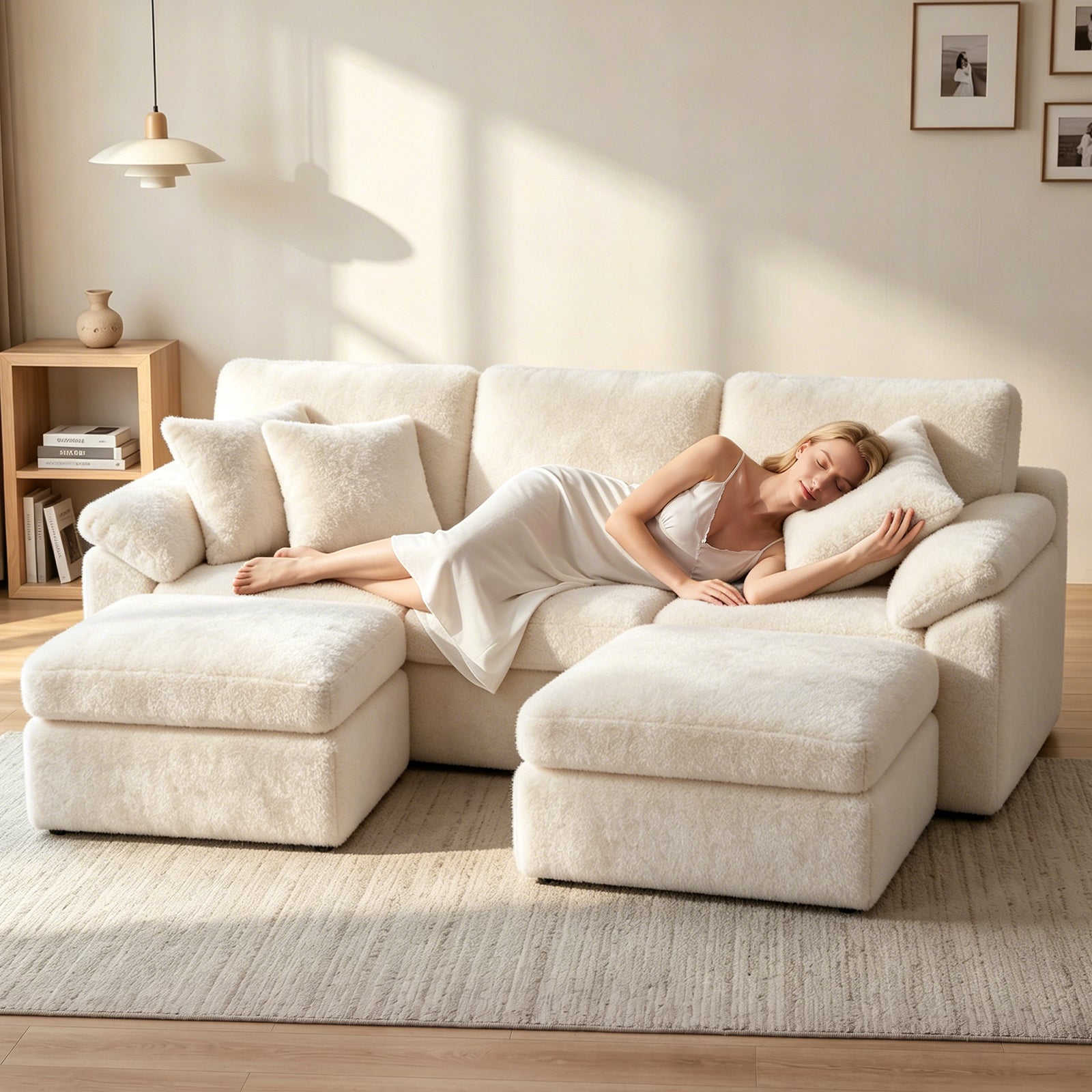 5-Zits U-Vormige Hoekbank, Comfortabele Modulaire Bank, Vrij te Combineren.